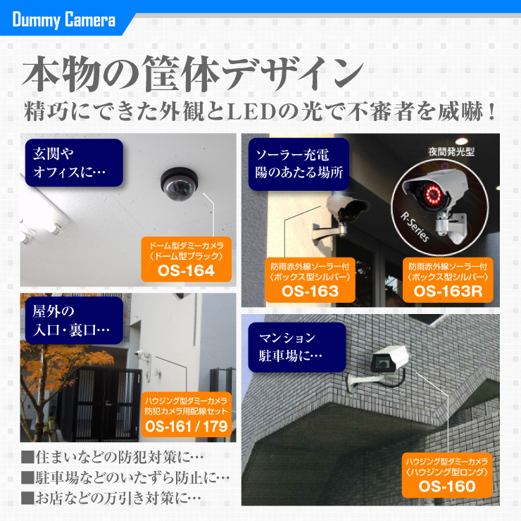 オンサプライ(On SUPPLY) ソーラー付ボックス型 防犯ダミーカメラ ホワイト 軒下防滴 充電池付属 OS-174W